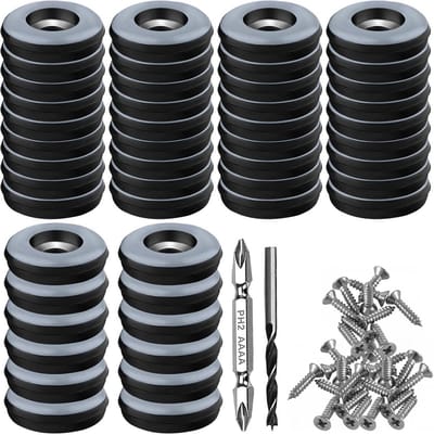 Teflon Glides for Screwing 48 Pieces Floor Glides Diameter 25 mm (Round Black), Furniture Glides with 48 Stainless - ShopVlot
