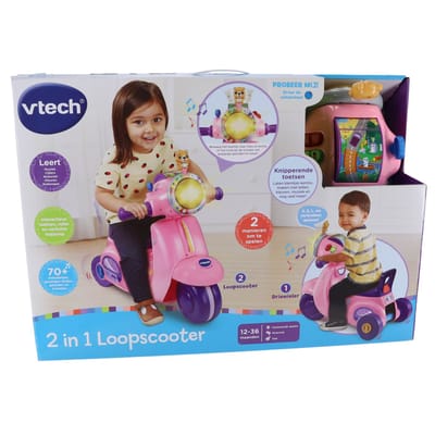 VTech 2 in 1 Loopscooter - Educatief Speelgoed - Ombouwen tot Driewieler - Speelgoed vanaf 1 Jaar - Roze