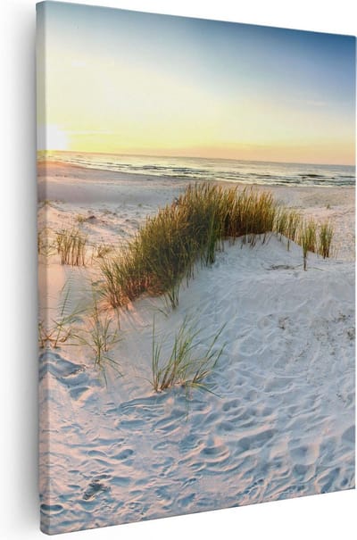 Artaza Canvas Schilderij Strand - 80x100 cm - Groot - Wanddecoratie Zee - Muurdecoratie Duinen - Schilderijen Op Canvas Zonsondergang