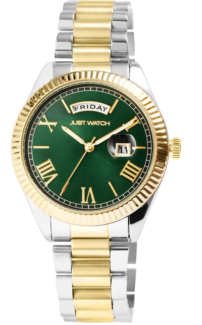 JUST WATCH Herenhorloge roestvrij staal Luka, datumweergave