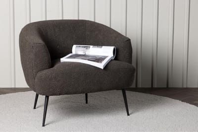 Svea - Vona fauteuil - boucle - donkergrijs