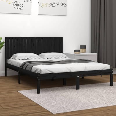 vidaXL - Bedframe - massief - grenenhout - zwart - 200x200 - cm