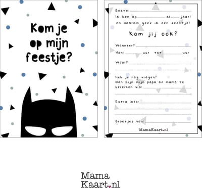 Uitnodigingen feestje - Batman - Super hero - Jongen - MamaKaart.nl