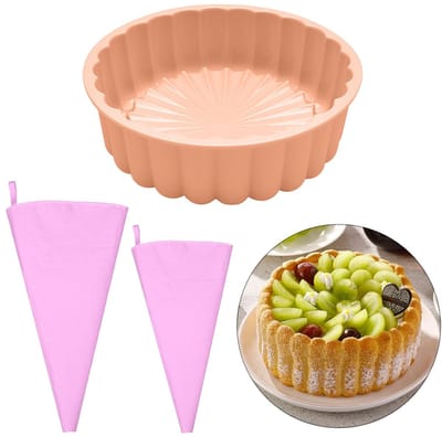 Dailygoods- Siliconen Vorm 20 x 6,2 cm - Taartvorm - Bakvorm - Decoratiezakjes - Dessertvorm - Roze kleur