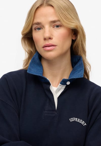 Superdry - Athletic Essentials Grafisch Rugbyshirt - Dames - Lange mouwen shirts