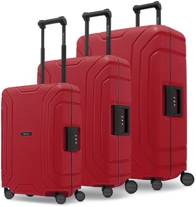 Redolz Essentials 15 4-wiel kofferset 3-delig met driepuntsluiting - Harde bagage - TSA slot - classic red
