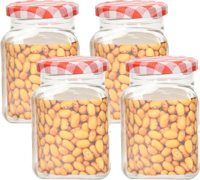 Plasticforte Weckpot/inmaakpot Classic - 4x - 400ml - kunststof - draaideksel - rood - D7 x H11 cm