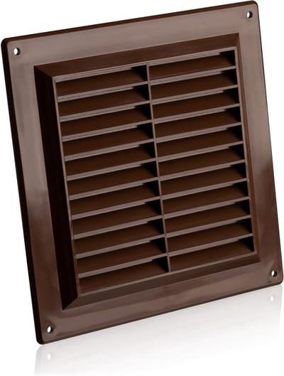 Ventilatierooster - Afdekking rooster - Luchtstroom verbeteren - Met insectengaas - 150x150mm - Bruin