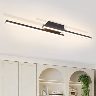 NETTLIFE LED Plafonnière Zwart - Linear Modern Design - 12W - 4000K Neutraal Wit Licht - Gangleuchte - voor Gang | Hal | Kantoor | Entree