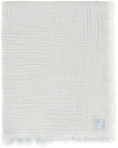 Jollein Deken Wieg Jersey 75x100cm - Fringe Stripe Sea Green/Ivory - GOTS