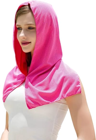 Cooling Hoodie Handdoek – Zweet Absorberend, Anti-UV, Sneldrogend, Koelend, Sporthanddoek voor Fietsen, Fitness, Wandelen en Vissen - Roze