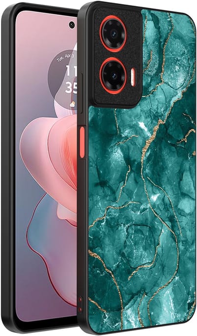 Smartphonica Telefoonhoesje Geschikt voor Motorola Moto G Power 2024 met marmer opdruk - TPU backcover case marble design - Goud Groen geschikt voor Motorola Moto G Power 2024