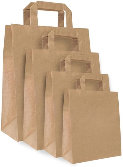 Dailygoods- Papieren Draagtas 22x28x10 Cm - 25 Stuks - Sterk Kraftpapier - Platte Handgreep - Draagtas - Boodschappentas