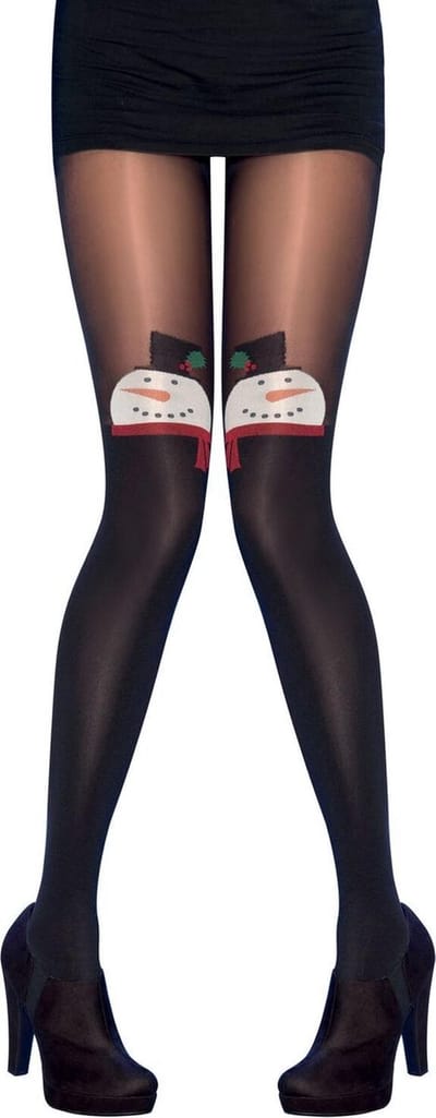 Pretty Polly Panty - Kerst - Sneeuwman - Snowman - One Size - Zwart/Mix