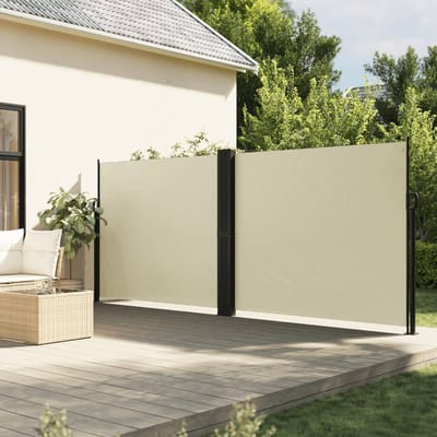 vidaXL - Windscherm - uittrekbaar - 160x600 - cm - crèmekleurig