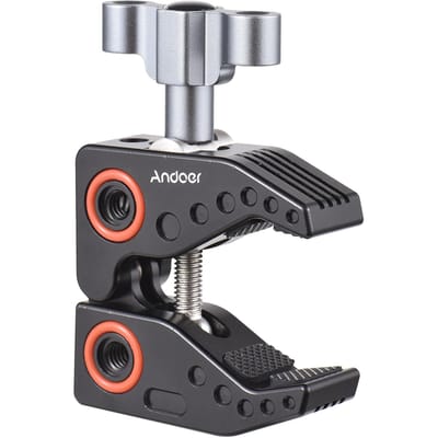 Andoer Superklem voor Monitor LED-lampen Flitser Microfoon Aluminiumlegering C-klem Camera Klem met zwart