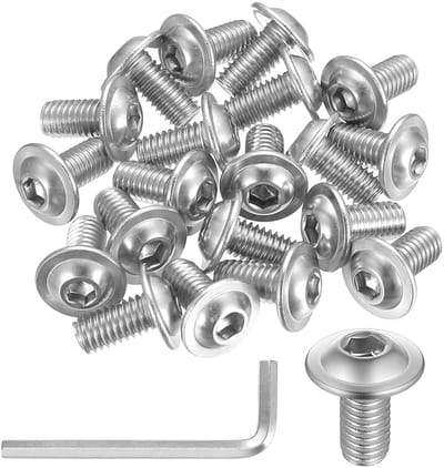 Complete Set van 40 Stuks M6 Schroeven, M6 x 12mm Lenskop Schroeven met Flens, RVS Volledige Draad Machine Schroeven voor Diverse Toepassingen