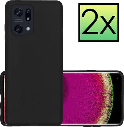 Hoesje - 2 Stuks - Geschikt voor OPPO Find X5 - Sterk & Shockproof - Case Siliconen - Back Cover - Telefoon Hoes - Zwart