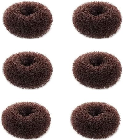 Extra kleine haarbuns voor kinderen, 6 stuks chignon haardonuts, mini haarvormer voor kort en dun haar, 2,4 inch, donkerbruin, perfect voor feestjes en dagelijkse styling