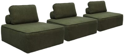 sweeek - Set van 3 fauteuils voor modulaire bank boucléstof 1 zitplaats l 90 x b 90 x h 74cm - bao