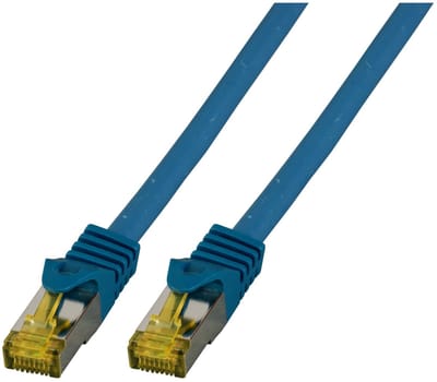 EFB Elektronik MK7001.1,5BL RJ45 Netwerkkabel, patchkabel CAT 6a (losse kabel CAT 7) S/FTP 1.50 m Blauw Vlambestendig, Halogeenvrij, Snagless, Vergulde