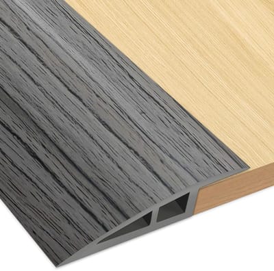 Vloerovergangsstrip - Drempelhulp Vinyl - Vloeren Egaliseren - Waterdicht Vochtbestendig - 91.44 cm - Donkergrijs
