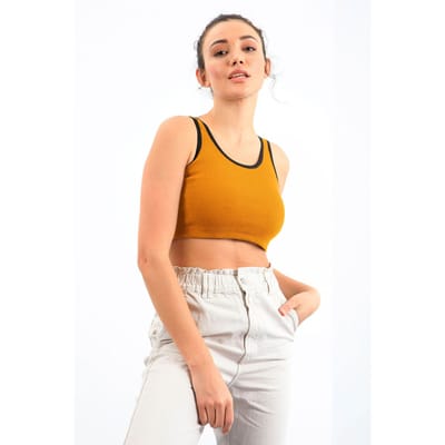 Geribbelde Mouwloze Crop Top