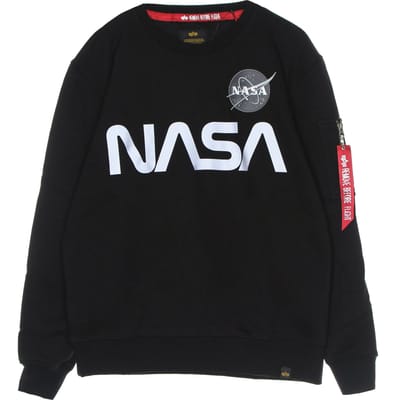 NASA heren sweatshirt met ronde hals, reflecterende trui zwart