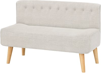 2-Zits Loveseat Bank - Moderne Zitbank met Linnen Bekleding & Houten Poten - Beige