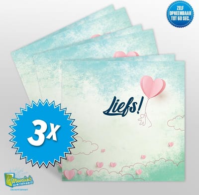 3x Muziekwenskaart – Liefs – zelf opneembaar – 60 seconden – 21x21cm – hoge kwaliteit – inclusief envelop