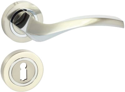 Domino® Deurkrukgarnituur ENIGMA-R M6/M9 - Chroom/Nikkel - BB- gladde sleutel met Ronde Rozette - Deurbeslag van aluminium - Deurklink voor kamerdeur, kantoordeur, kelderdeur en binnendeur