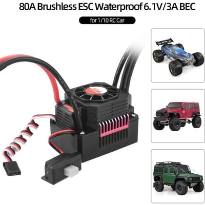 SURPASS HOBBY 80A Borstelloze ESC Waterdichte Elektrische Snelheidsregelaar voor 1/10 RC Truck Off-road Auto zwart