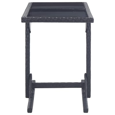 vidaXL - Tuintafel - 110x53x72 - cm - glas - en - poly - rattan - zwart