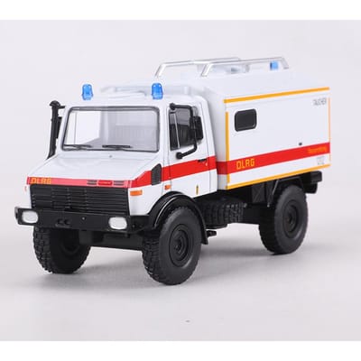 Masdi 1:64 Unimog U1300L Ambulance/Vrachtwagen/Waterredding Ambulance/Burgerlijke Ambulance Legering Modelauto black