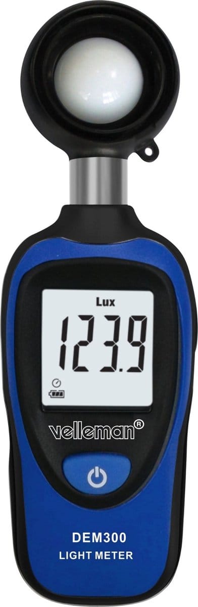 Velleman Luxmeter, digitale lichtmeter, verlichtingsmeter, fotometer, lichtsterktemeter, lichtmeting, verlichting, 0-200000 lux, lcd-display, draagbaar, zakformaat