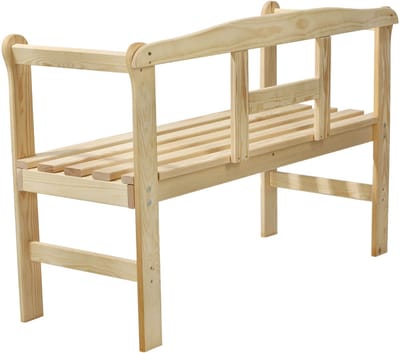 KADAX Tuinbank van hout, 119 x 44 x 76 cm, zitbank van massief hout, houten bank voor tuin, terras en balkon, weerbestendige balkonbank met rugleuning (119 cm, natuurlijk/H)