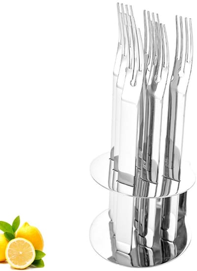 Roestvrijstalen dessertvorkenset - Een elegante 6-delige fruit- en gebaksvorkenset met moderne standaards, een opvallende dessertbestekset voor feesten, bruiloften, afternoon tea en meer - Zilver