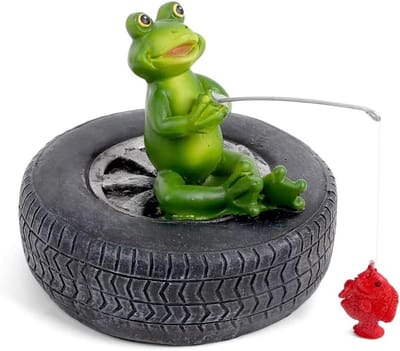 Allecto Plus - Drijvend kikkerbeeld voor tuin en vijver - Grappig ornament met ambachtelijk design - Decoratieve kikkersculptuur - Geschikt voor park, zwembad en vijver