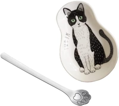 Schattige keramische kattenlepelhouder voor koffie en thee - Decoratieve lepelstandaard voor keukenaccessoires en koffiestation