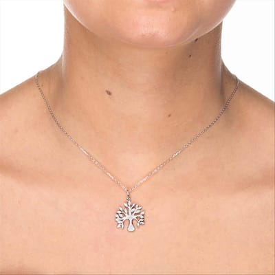 Luxenter, 925 sterling zilveren en gerhodineerde ketting met glanzende zirkonia