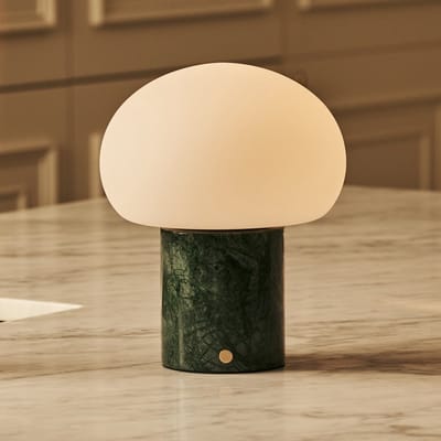 Tavellio Coddé Draadloze Tafellamp – H22 – Verde Alpi Marmer en Glas – Tot 100 uur – Groen