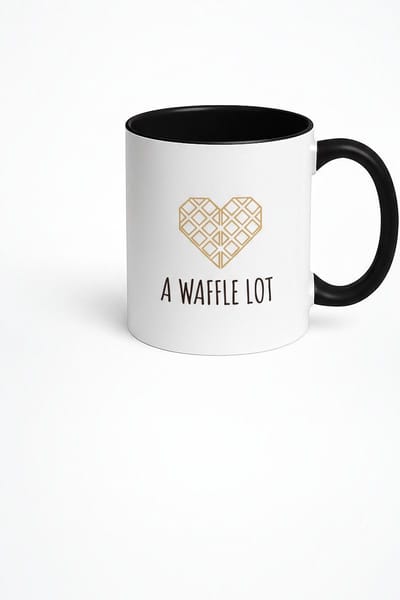 Grappige "A WAFFLE LOT" Mok met Wafel Hart Design – Uniek Liefdes Koffie Cadeau