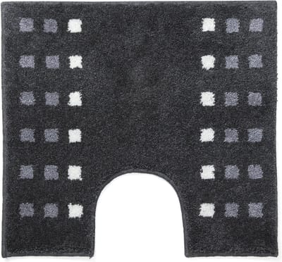 Casilin WC Mat met Uitsparing Brica 60x55cm - Antislip - Water absorberende Toiletmat - Wasbaar en Sneldrogend - Zwart / Donkergrijs