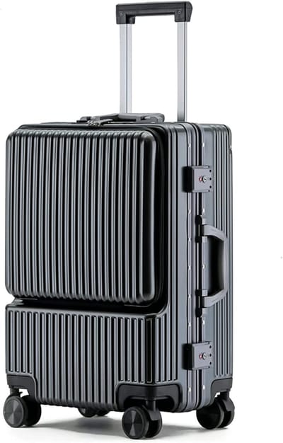 Hardside Koffer - Reiskoffer Aluminium - Zakelijk Reizen - Voorpaneel Opening - 20 inch - Zwart
