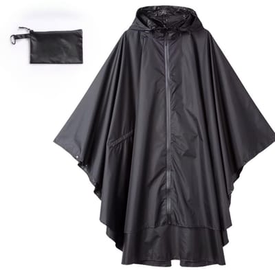RAMBUX® Poncho - Waterdicht Regenpak - Regenjas met Capuchon - Zwart - One Size