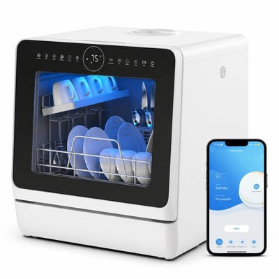 Novari Mini vaatwasser - Vrijstaande afwasmachine - Kleine compacte aanrechtvaatwasser - 8 programma's - 42,5x42,8x45,8 cm