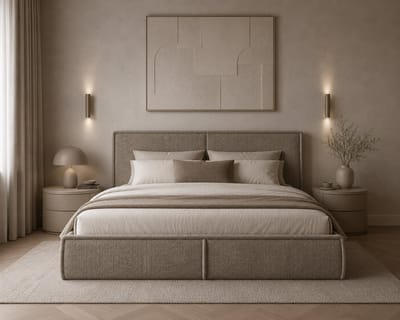 Gestoffeerd Bed 04 met Opbergruimte en Hoofdbord 140x200 cm - Cappuccino (Poso 03)