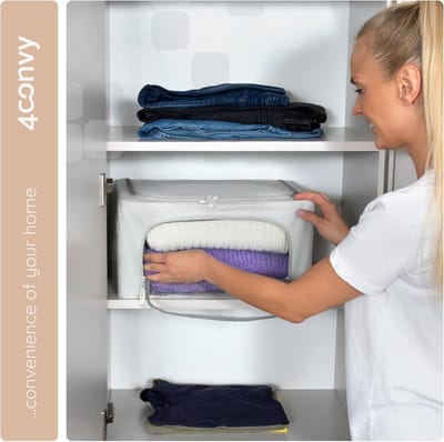 Famanu - Starre opvouwbare kledingopbergbox met ritssluiting, opbergtas voor dekbedden, kleding, beddengoed, opbergdoos voor kleding – kledingdoos