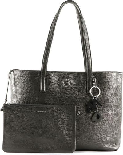 MANDARINA DUCK Leren Schoudertas Mellow Lux Shopper Graphite Donkergrijs