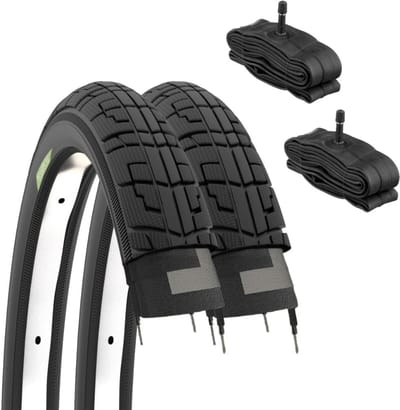 Fietsbanden set - Binnenbanden - Kinderfiets onderhoud - Amerikaans ventiel - 12 1/2 inch - Zwart